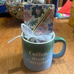 NWT COFFEE THEN CONQUER mug gift set